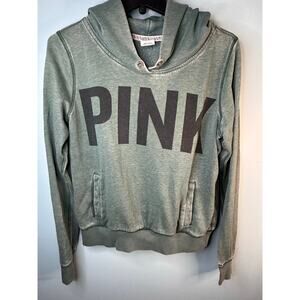 Victoria's Secret PINK brand hoodie featuring a distressed logo green Medium